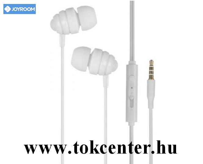 JOYROOM CONCH fülhallgató SZTEREO (3.5mm jack, mikrofon, felvevő gomb, hangerő szabályzó) FEHÉR (JR-EL112_W)