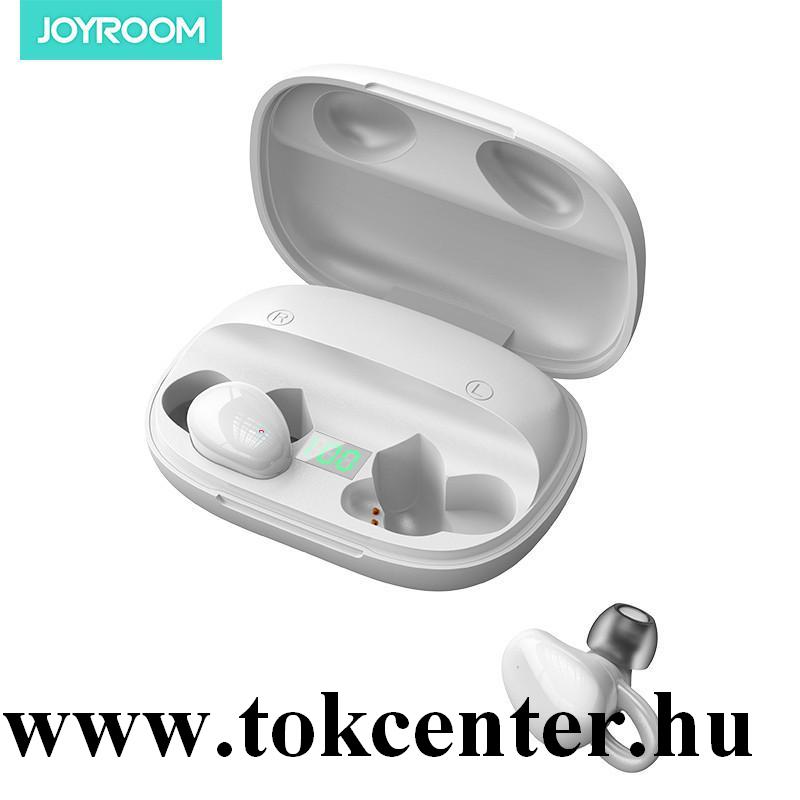 JOYROOM BLUETOOTH fülhallgató SZTEREO (v5.0, TWS, mikrofon, extra mini, LED, zenehallgatáshoz ajánlott + töltőtok) FEHÉR (JR-TL2_W)