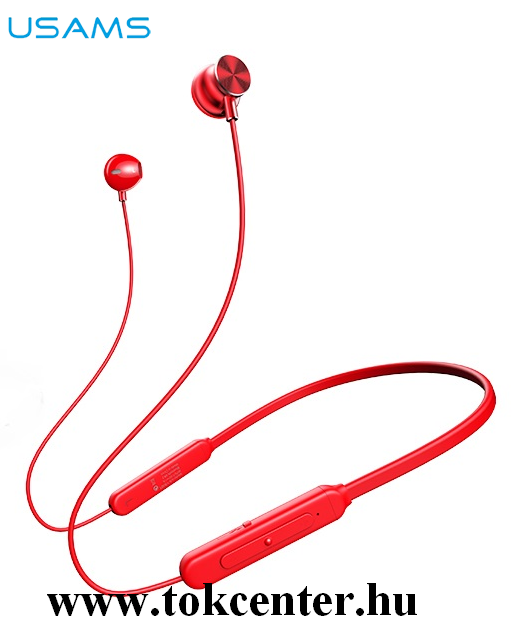 USAMS BLUETOOTH fülhallgató SZTEREO (nyakba akasztható, mikrofon, vízálló, SPORT) PIROS (Azonosító: YD-S1_R)