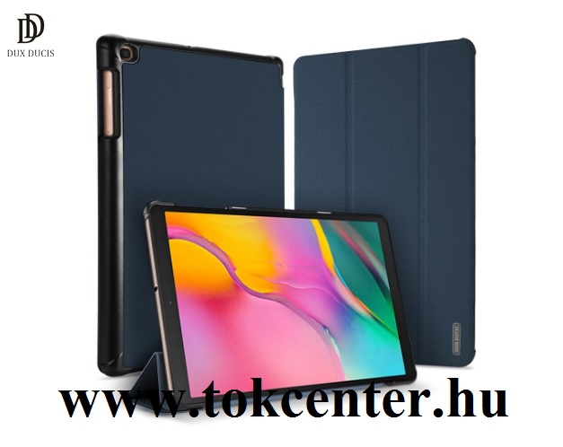 Samsung Galaxy Tab A 10.1 LTE (2019) SM-T515 /Samsung Galaxy Tab A 10.1 WIFI (2019) SM-T510 DUX DUCIS DOMO tok álló, bőr (aktív flip, oldalra nyíló, TRIFOLD asztali tartó funkció, textilminta) KÉK