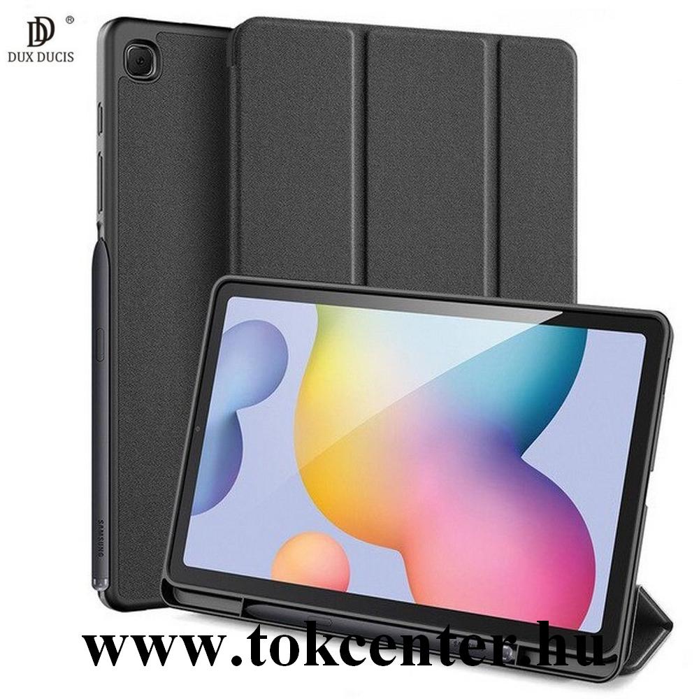 Samsung Galaxy Tab S6 10.5 LTE (SM-T865) / S6 10.5 WIFI (SM-T860) DUX DUCIS DOMO tok álló, bőr hatású (aktív flip, oldalra nyíló, TRIFOLD asztali tartó funkció, textil minta) FEKETE
