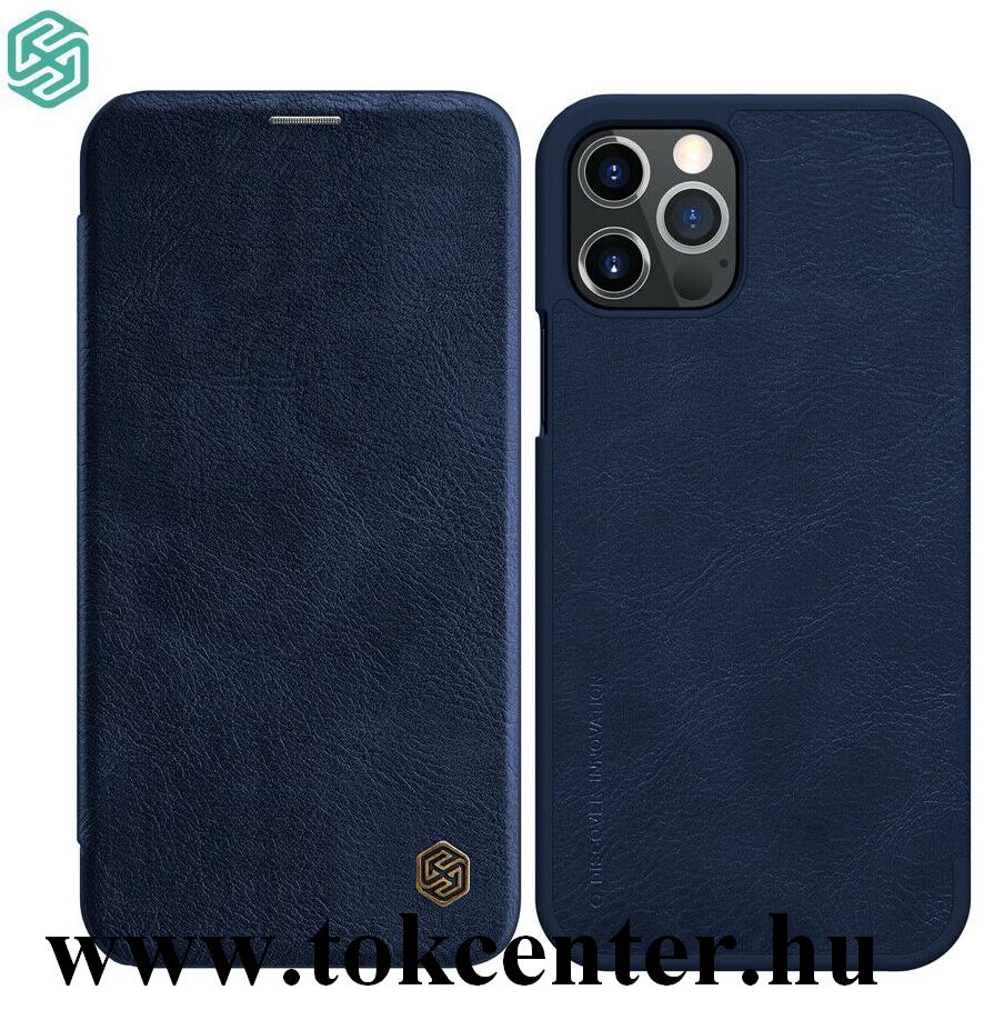 Apple iPhone 12 / Apple iPhone 12 Pro NILLKIN QIN tok álló, bőr hatású (aktív flip, oldalra nyíló, bankkártya tartó) SÖTÉTKÉK