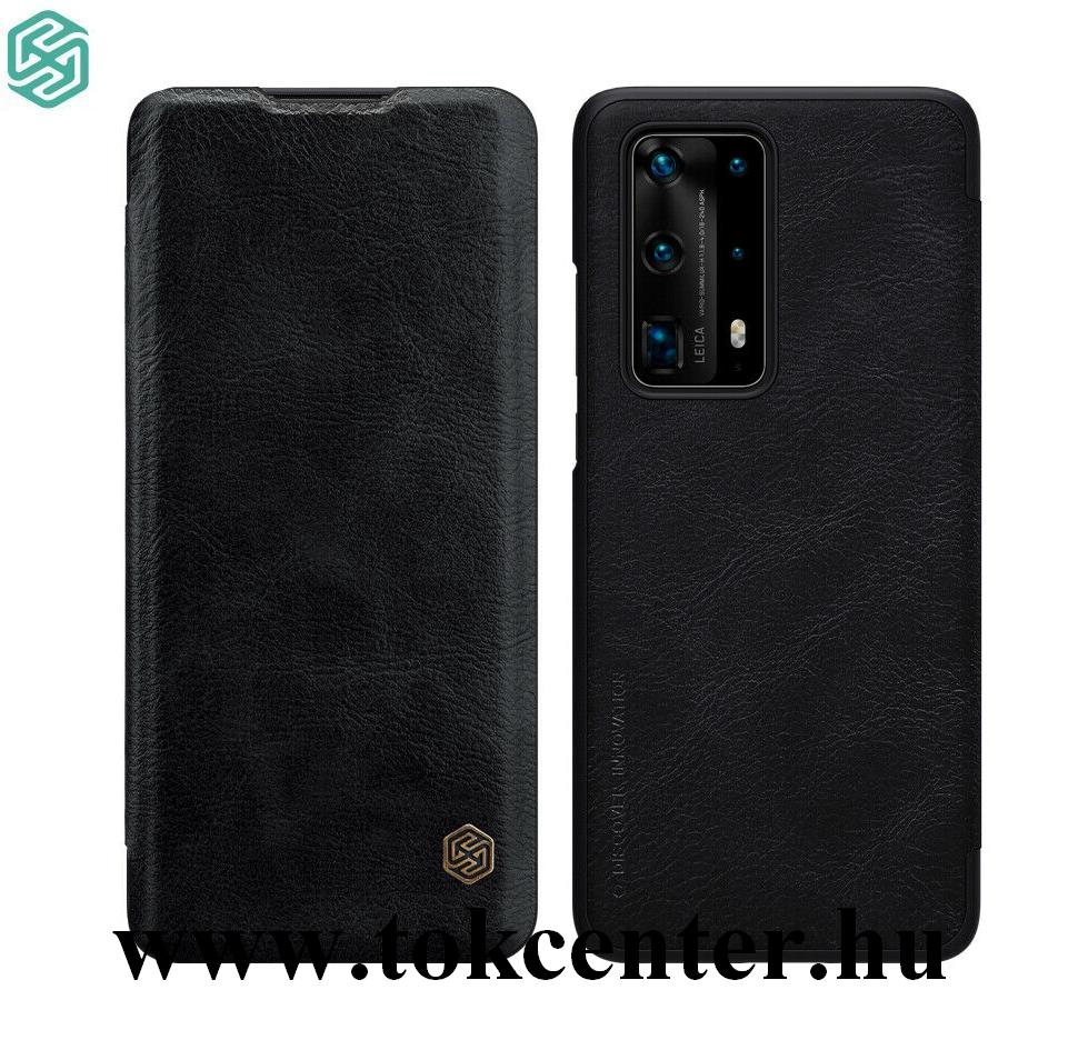 Huawei P40 Pro+ 5G NILLKIN QIN tok álló, bőr hatású (FLIP, oldalra nyíló, bankkártya tartó) FEKETE