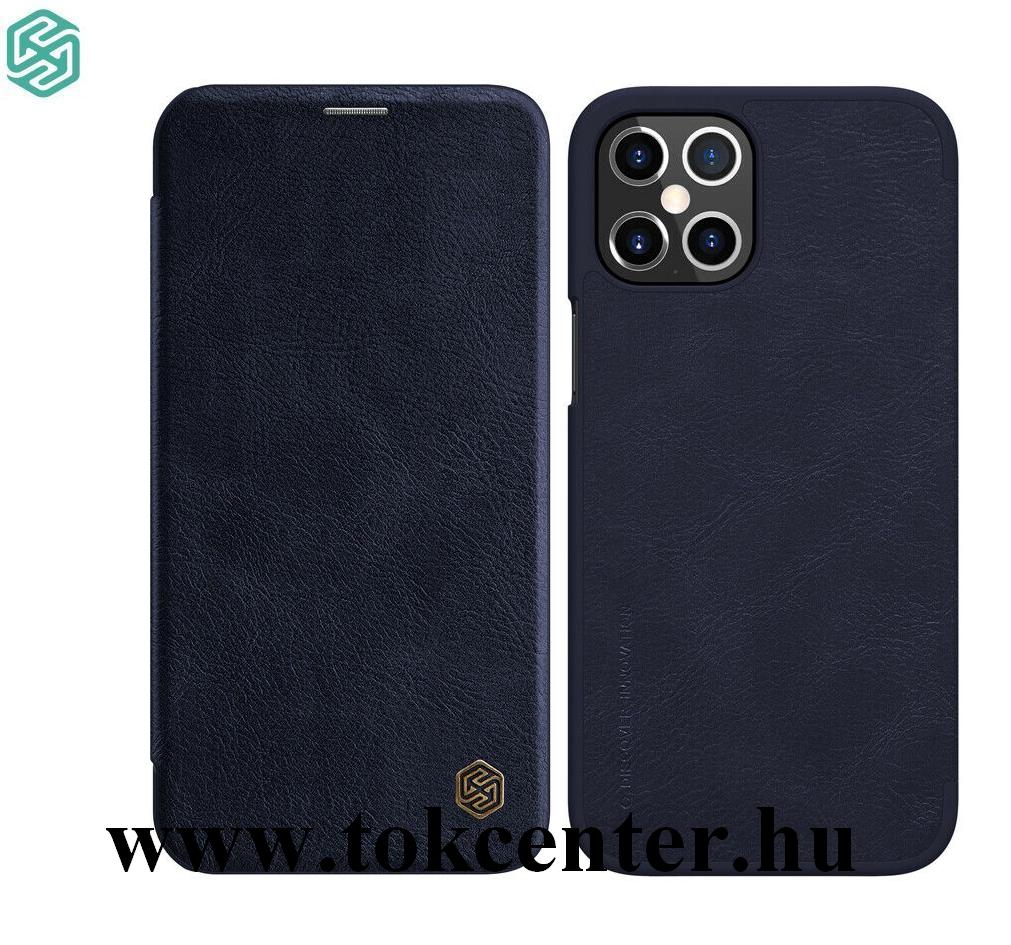 Apple iPhone 12 Pro Max NILLKIN QIN tok álló, bőr hatású (FLIP, oldalra nyíló, bankkártya tartó) SÖTÉTKÉK