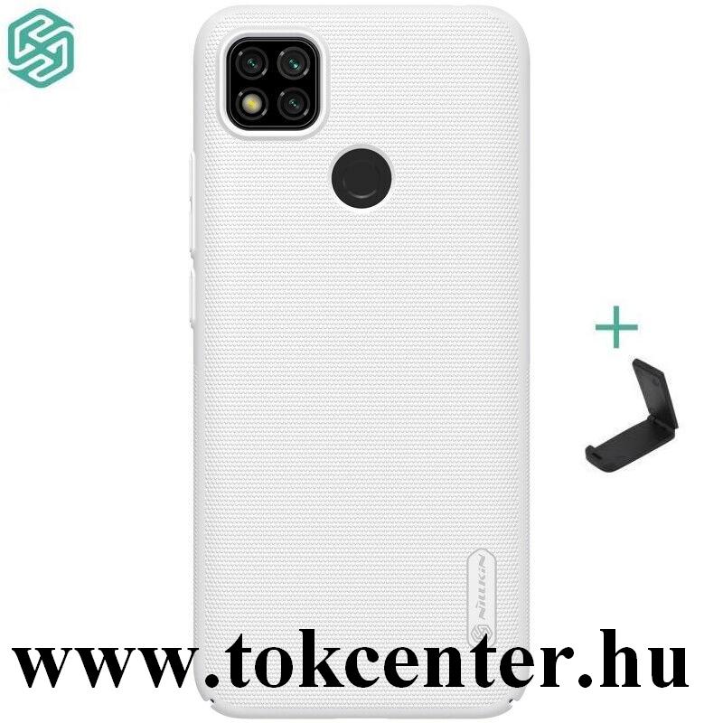 Xiaomi Redmi 9C NILLKIN SUPER FROSTED műanyag telefonvédő (gumírozott, érdes felület + asztali tartó) FEHÉR
