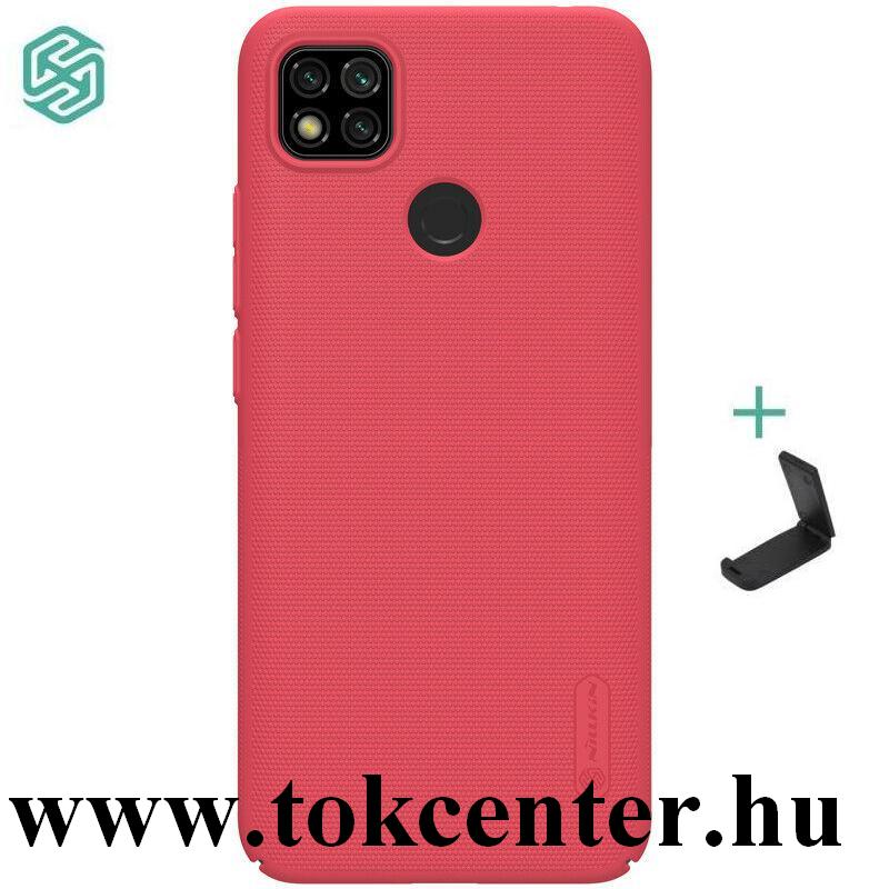 Xiaomi Redmi 9C NILLKIN SUPER FROSTED műanyag telefonvédő (gumírozott, érdes felület + asztali tartó) PIROS