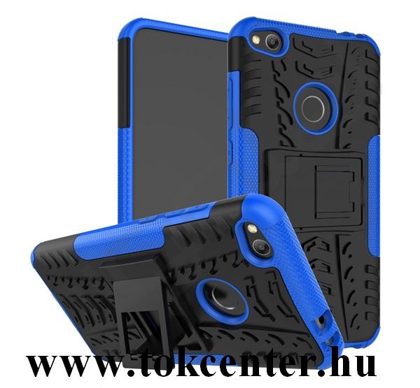Huawei P9 Lite (2017) Defender műanyag telefonvédő (közepesen ütésálló, szilikon belső, kitámasztó, autógumi minta) KÉK
