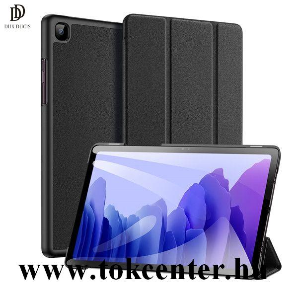 Samsung Galaxy Tab A7 10.4 (2020) LTE SM-T505 /Tab A7 10.4 (2020) WIFI SM-T500 DUX DUCIS DOMO tok álló, bőr hatású (aktív flip, oldalra nyíló, TRIFOLD asztali tartó funkció, textil minta) FEKETE