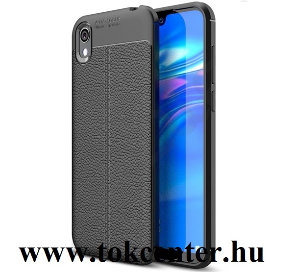 Honor 8S (2019) / Honor 8S (2020) / Huawei Y5 (2019) Szilikon telefonvédő (közepesen ütésálló, bőr hatású, varrás minta) FEKETE
