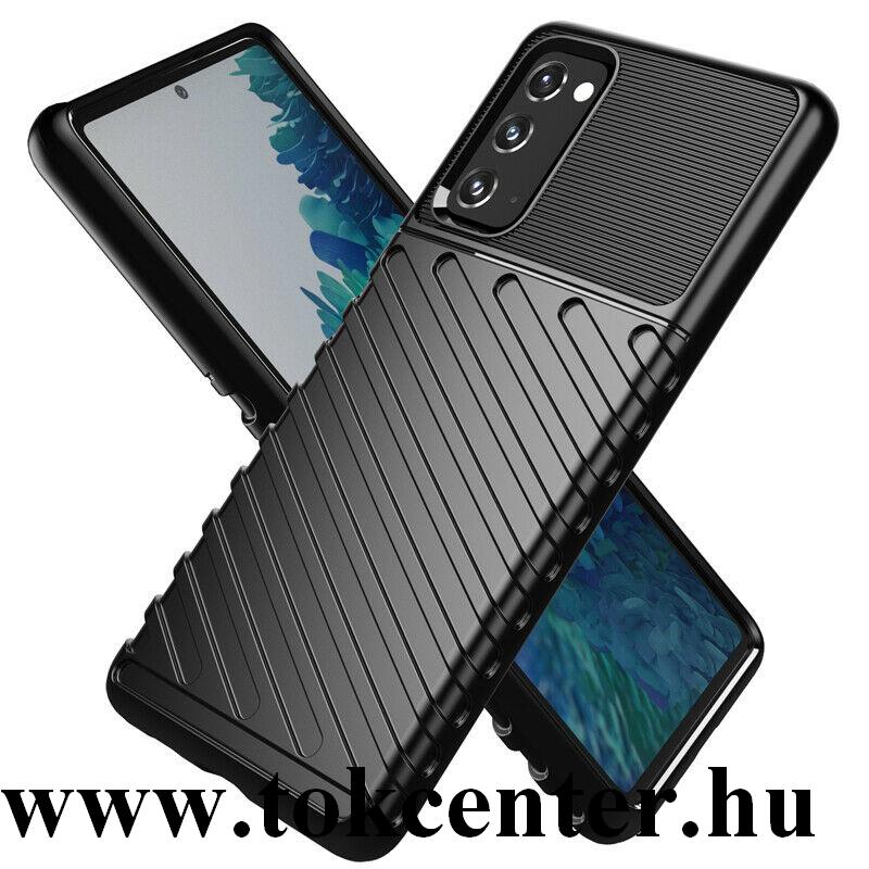 Samsung Galaxy S20 FE (SM-G780) Szilikon telefonvédő (közepesen ütésálló, csíkos, dombor minta) FEKETE