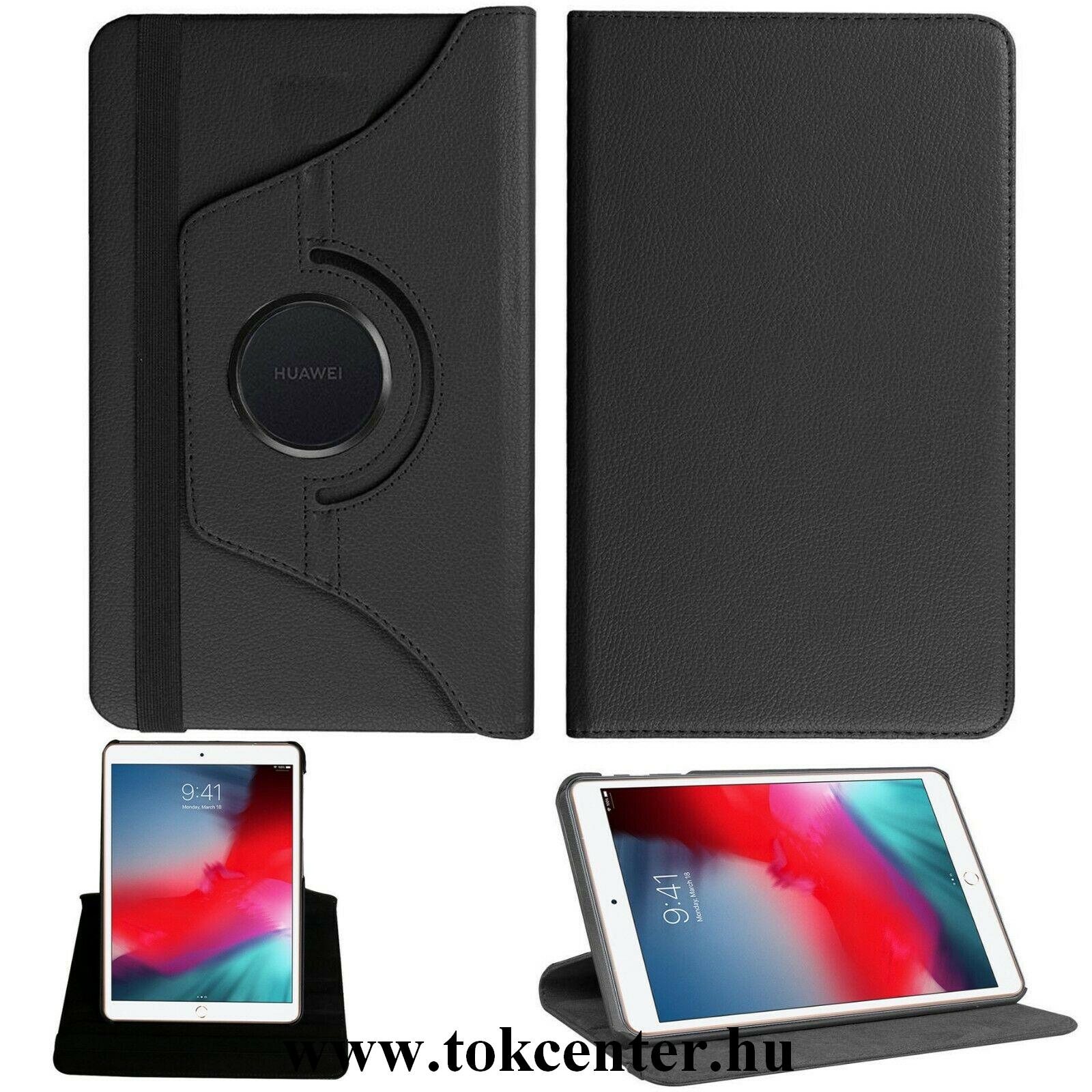 Huawei MediaPad M6 10.8 LTE / Huawei MediaPad M6 10.8 WIFI Tok álló, bőr hatású (FLIP, asztali tartó funkció, 360°-ban forgatható) FEKETE