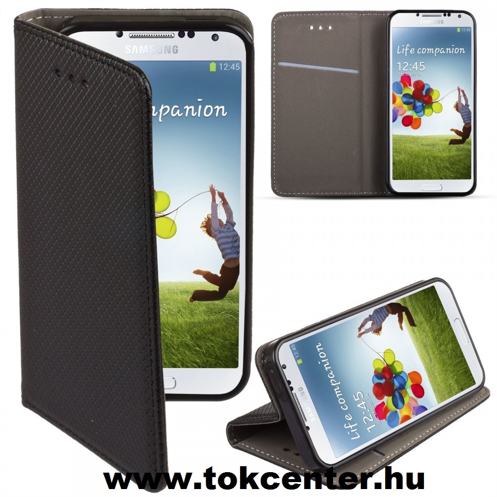 Lenovo A6 Note (L19041) Tok álló, bőr hatású (FLIP, oldalra nyíló, asztali tartó funkció, rombusz minta) FEKETE