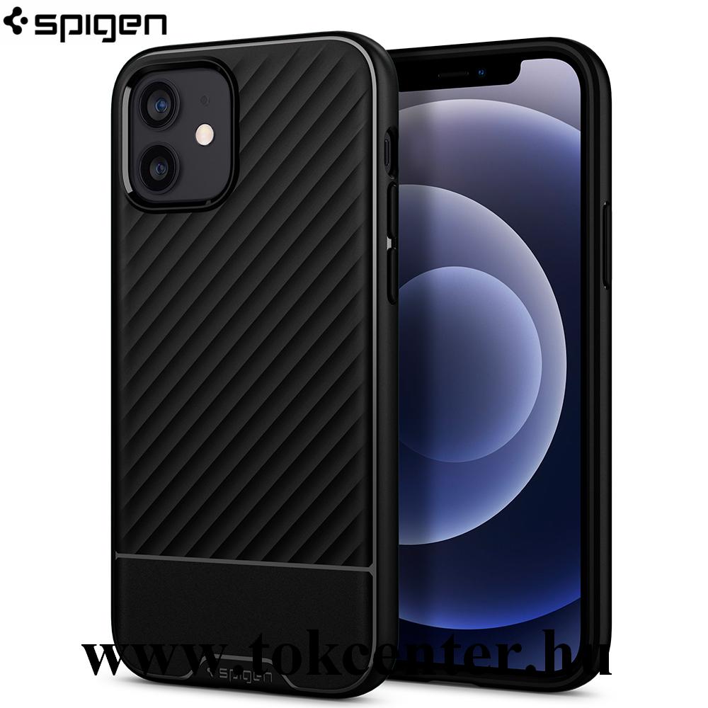 Apple iPhone 12 / Apple iPhone 12 Pro SPIGEN CORE ARMOR szilikon telefonvédő (közepesen ütésálló, 3D minta) FEKETE (ACS01515)