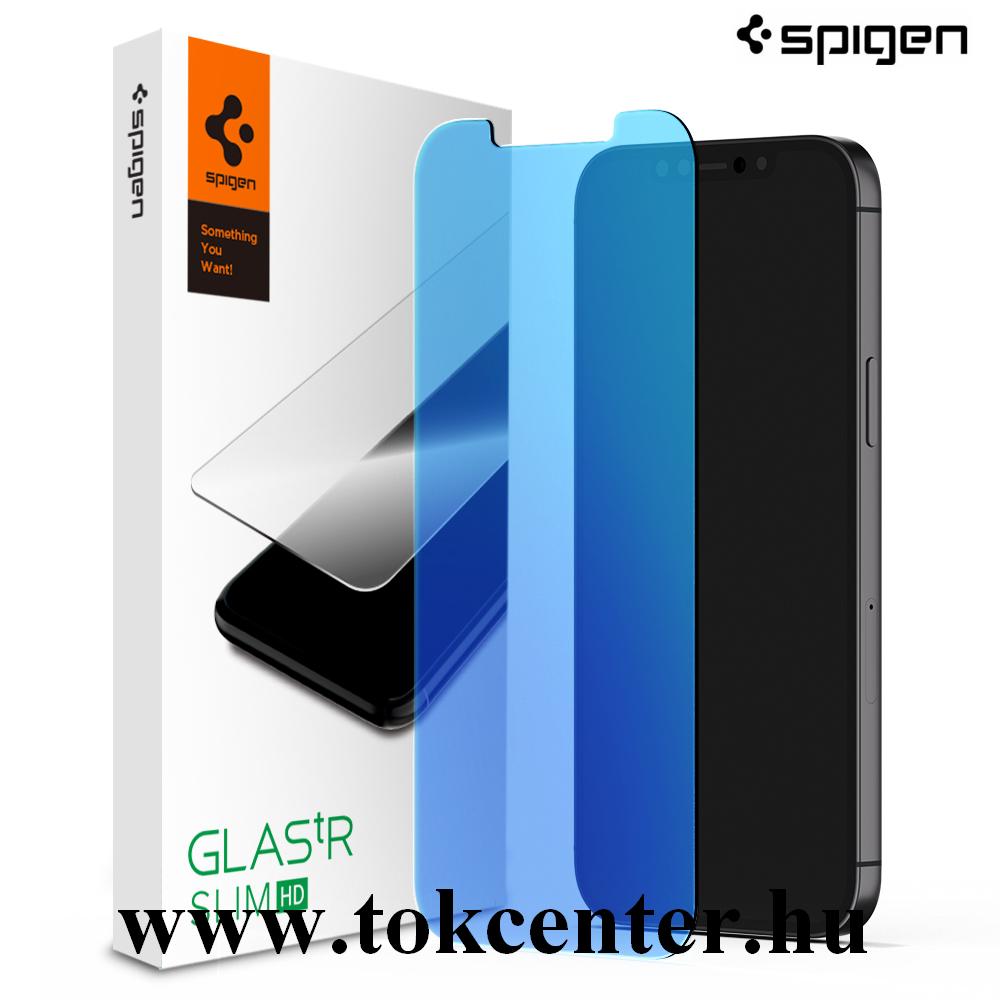 Apple iPhone 12 Pro Max SPIGEN GLASTR SLIM HD képernyővédő üveg (2.5D full cover, íves, karcálló, kék fény elleni védelem, 0.2mm, 9H) ÁTLÁTSZÓ (AGL01470)