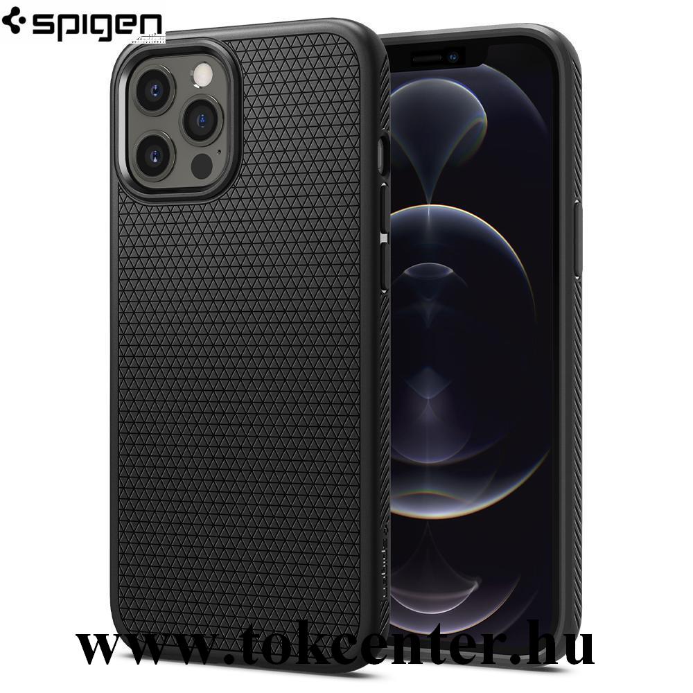 Apple iPhone 12 / Apple iPhone 12 Pro SPIGEN LIQUID AIR szilikon telefonvédő (rombusz minta) FEKETE (ACS01701)