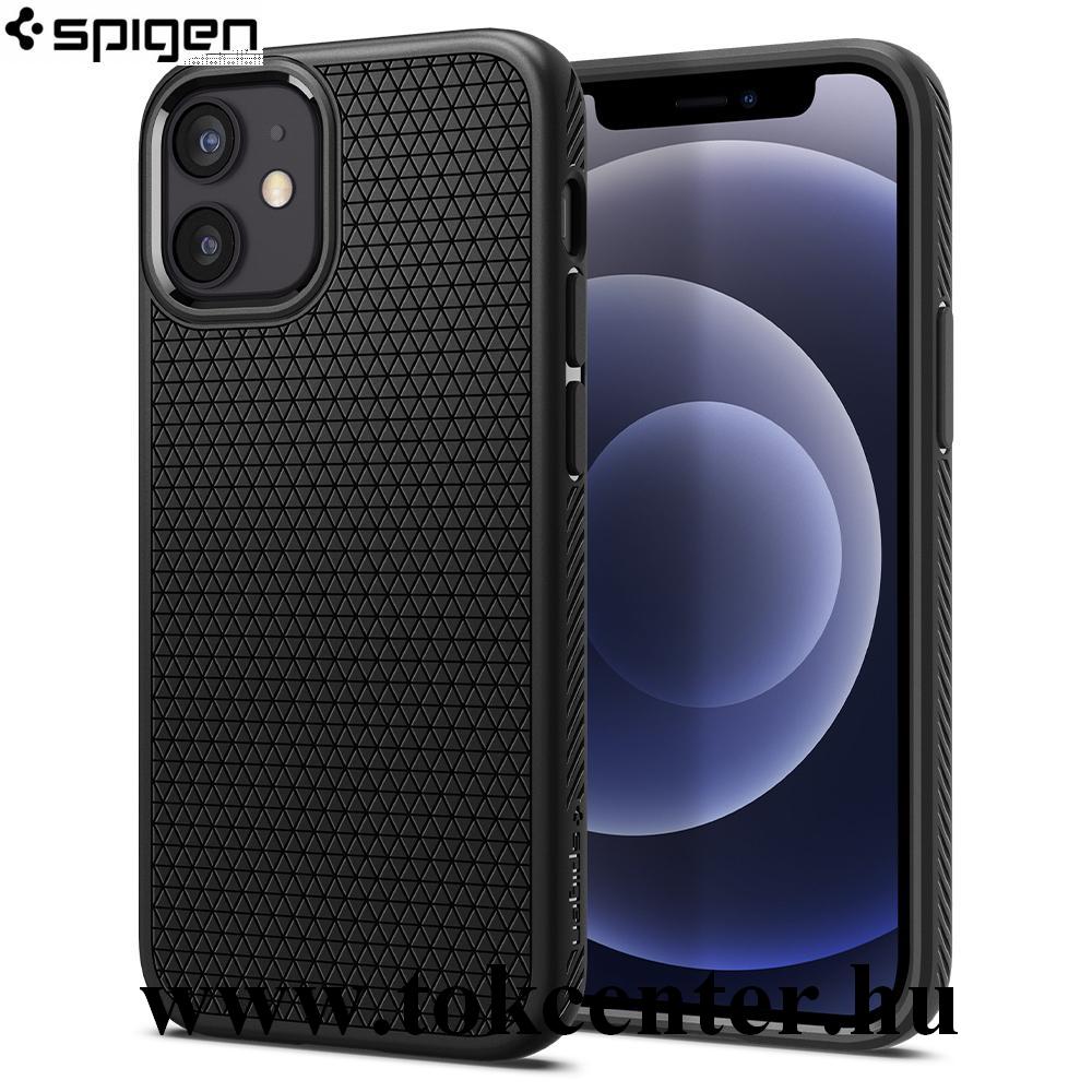 Apple iPhone 12 mini SPIGEN LIQUID AIR szilikon telefonvédő (rombusz minta) FEKETE (ACS01744)