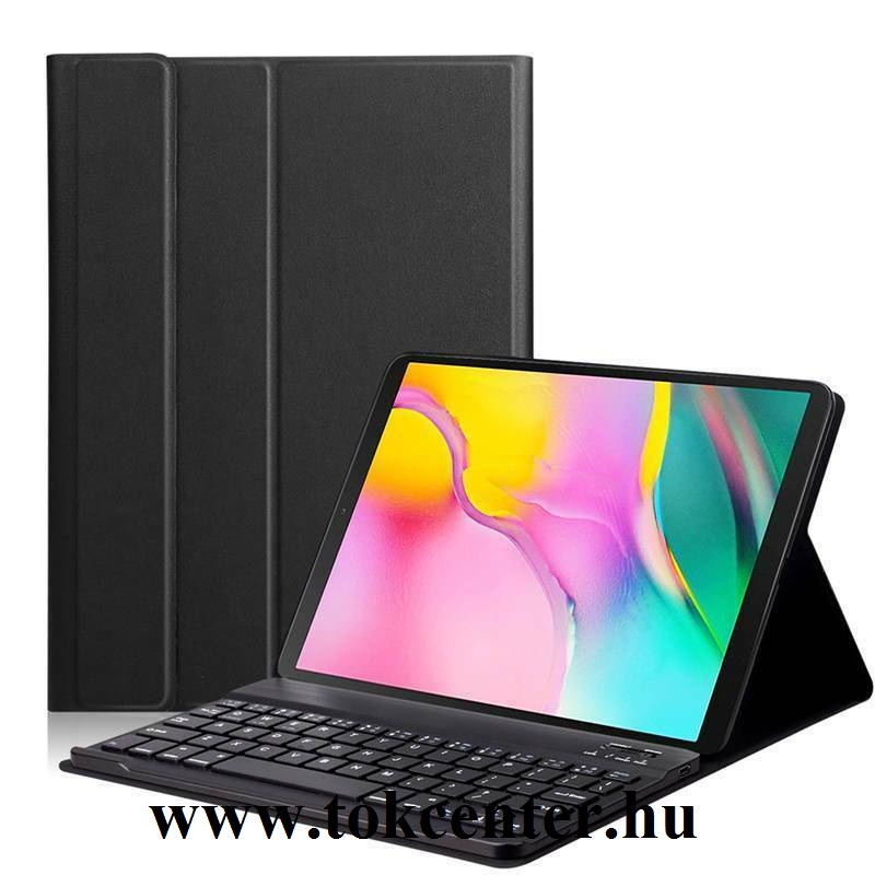 Samsung Galaxy Tab A7 10.4 (2020) LTE SM-T505 / Samsung Galaxy Tab A7 10.4 (2020) WIFI SM-T500 Tok álló, bőr hatású (FLIP, bluetooth billentyűzet, asztali tartó funkció, QWERTY, angol nyelvű) FEKETE