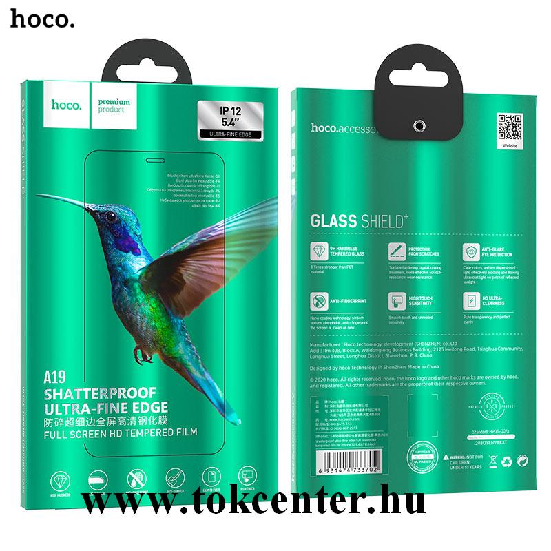 Apple iPhone 12 Pro Max HOCO képernyővédő üveg (3D full cover, full glue, teljes felületén tapad, törésálló, 0.33mm, 9H) FEKETE