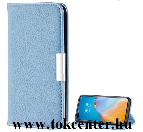 Huawei P40 Lite 4G / Nova 6 SE Tok álló, bőr hatású (FLIP, oldalra nyíló, asztali tartó funkció, mágneses, elegáns fémcsat, prémium) VILÁGOSKÉK