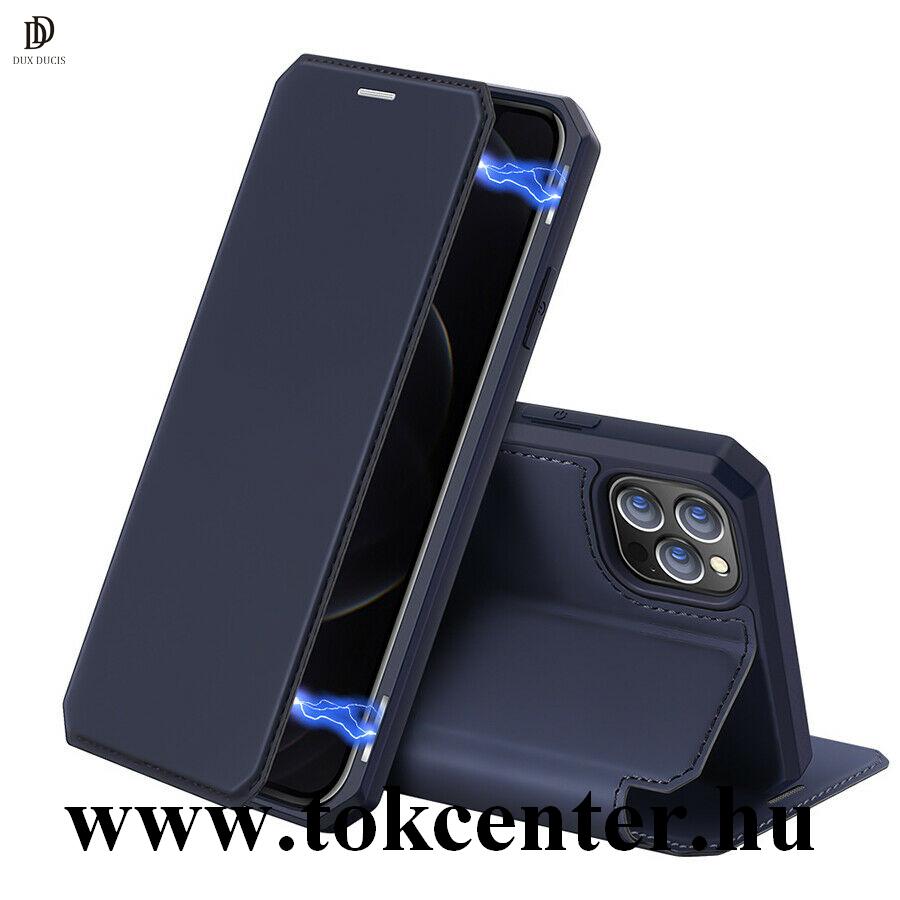 Samsung Galaxy S20 FE (SM-G780) DUX DUCIS SKIN X tok álló, bőr hatású (FLIP, oldalra nyíló, asztali tartó, vezeték nélküli töltés támogatás) SÖTÉTKÉK