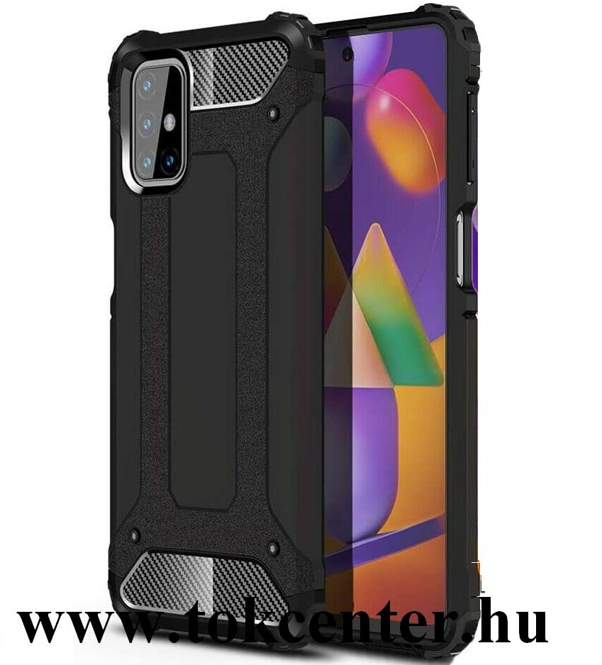 Samsung Galaxy M31s (SM-M317F) Defender műanyag telefonvédő (közepesen ütésálló, légpárnás sarok, szilikon belső, fémhatás) FEKETE
