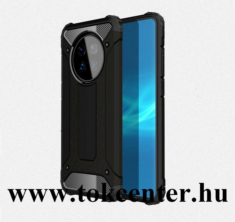 Huawei Mate 40 Pro Defender műanyag telefonvédő (közepesen ütésálló, légpárnás sarok, szilikon belső, fémhatás) FEKETE