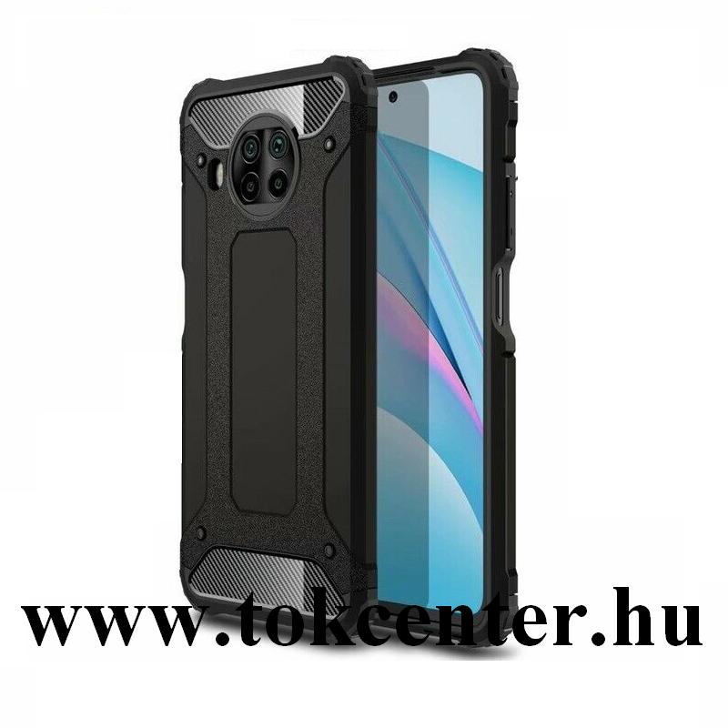 Xiaomi Mi 10T Lite 5G Defender műanyag telefonvédő (közepesen ütésálló, légpárnás sarok, szilikon belső, fémhatás) FEKETE