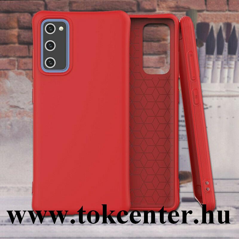Samsung Galaxy S20 FE (SM-G780) Szilikon telefonvédő (közepesen ütésálló, légpárnás sarok, matt) PIROS