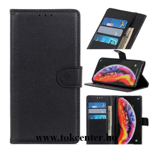 Alcatel 1B (2020) OT-5002 Tok álló, bőr hatású (FLIP, oldalra nyíló, asztali tartó funkció, prémium) FEKETE