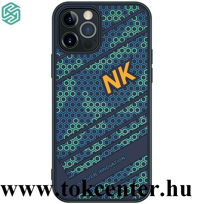 Apple iPhone 12 / Apple iPhone 12 Pro NILLKIN STRIKER műanyag telefonvédő (szilikon keret, közepesen ütésálló, méhsejt minta) SÖTÉTKÉK