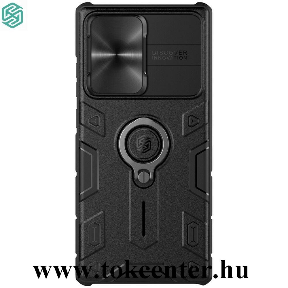 Samsung Galaxy Note 20 Ultra (SM-N985F) / Note 20 Ultra 5G (SM-N986F) NILLKIN CAMSHIELD ARMOR defender műanyag telefonvédő (közepesen ütésálló, szilikon belső, telefontartó gyűrű) FEKETE