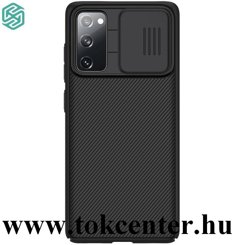 Samsung Galaxy S20 FE (SM-G780) NILLKIN CAMSHIELD szilikon telefonvédő (közepesen ütésálló, műanyag hátlap, kamera védelem, csíkos) FEKETE