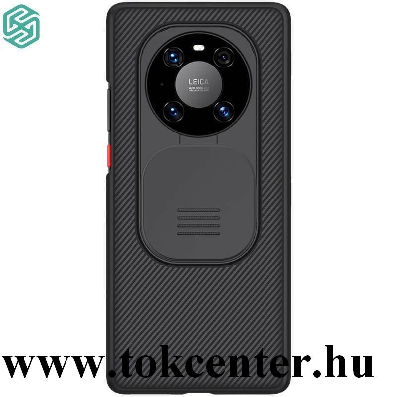 Huawei Mate 40 Pro NILLKIN CAMSHIELD szilikon telefonvédő (közepesen ütésálló, műanyag hátlap, kamera védelem, csíkos) FEKETE
