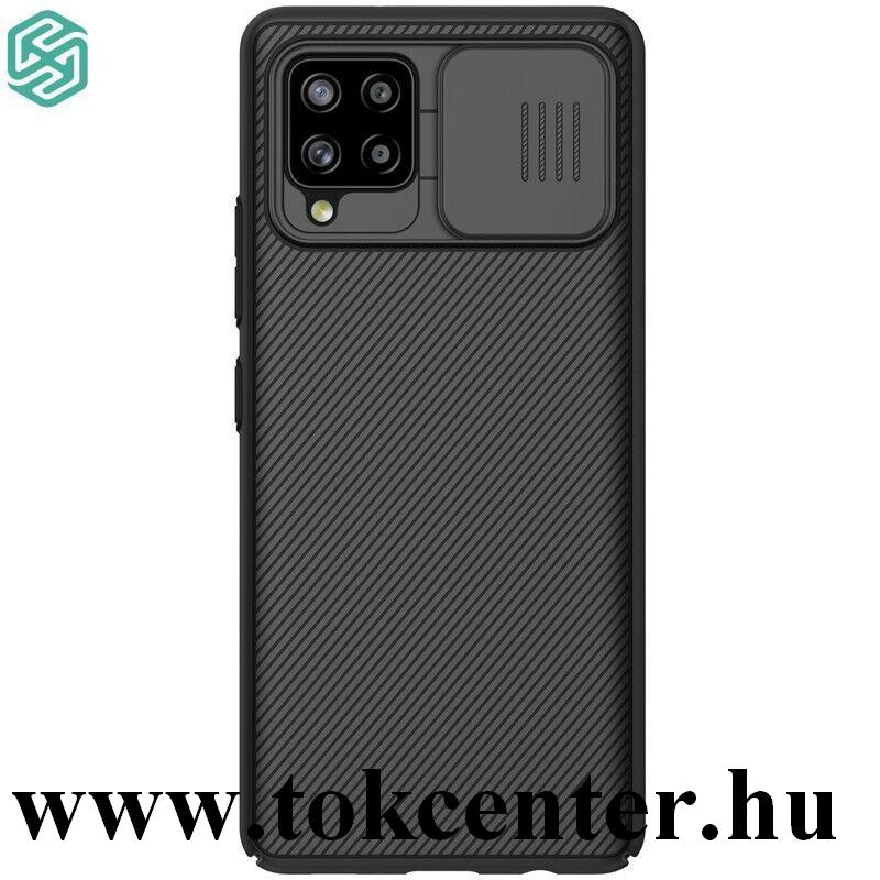 Samsung Galaxy A42 5G (SM-A425F) NILLKIN CAMSHIELD szilikon telefonvédő (közepesen ütésálló, műanyag hátlap, kamera védelem, csíkos) FEKETE