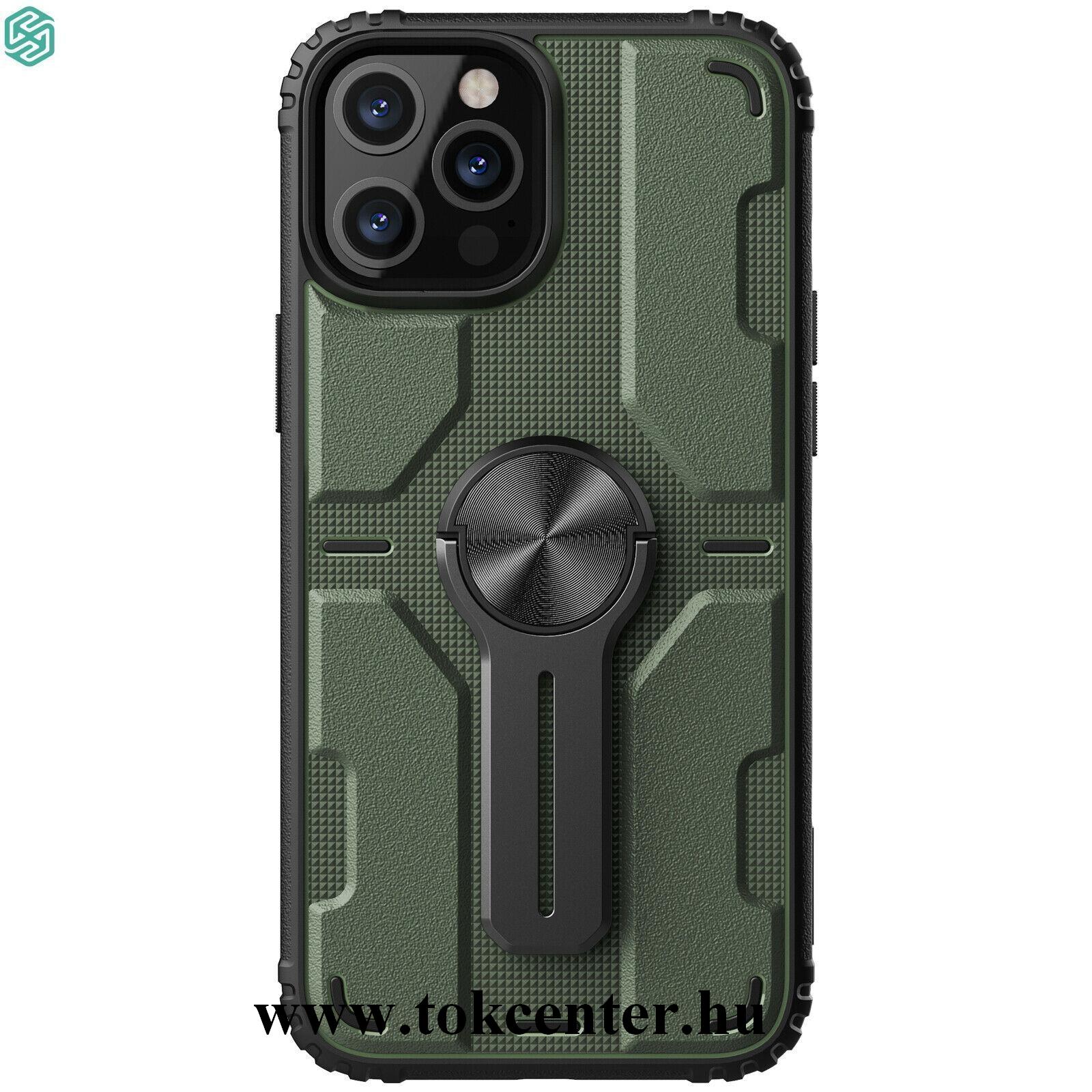 Apple iPhone 12 Pro Max NILLKIN MEDLEY defender műanyag telefonvédő (közepesen ütésálló, szilikon belső, telefontartó gyűrű) ZÖLD
