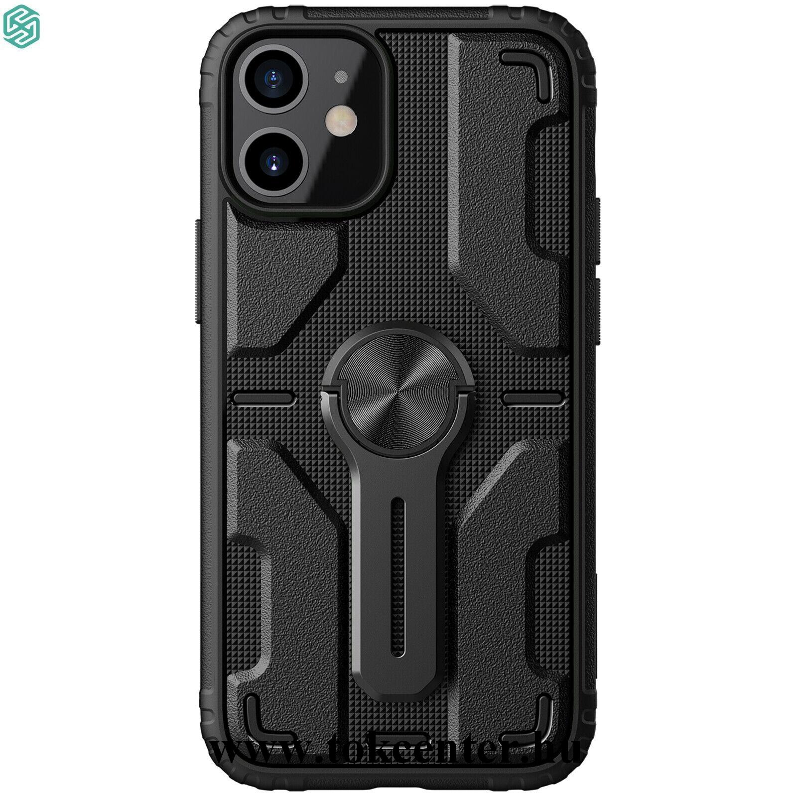 Apple iPhone 12 mini NILLKIN MEDLEY defender műanyag telefonvédő (közepesen ütésálló, szilikon belső, telefontartó gyűrű) FEKETE