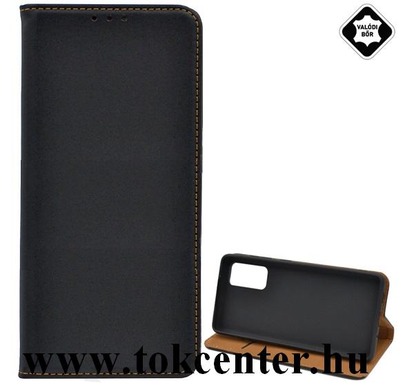 Samsung Galaxy S20 FE (SM-G780) Tok álló,valódi bőr (FLIP, oldalra nyíló, asztali tartó funkció) FEKETE