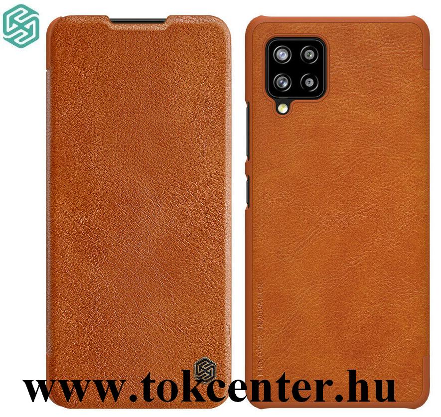 Samsung Galaxy A42 5G (SM-A425F) NILLKIN QIN tok álló, bőr hatású (aktív flip, oldalra nyíló, bankkártya tartó) BARNA