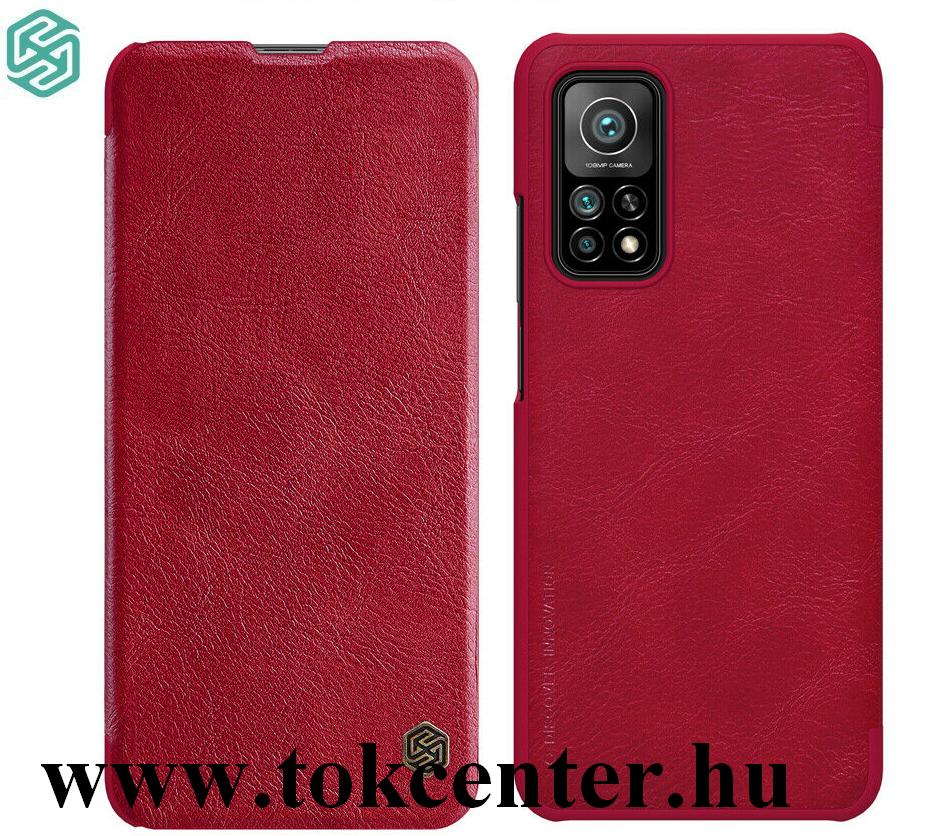 Xiaomi Mi 10T 5G / Xiaomi Mi 10T Pro 5G NILLKIN QIN tok álló, bőr hatású (aktív flip, oldalra nyíló, bankkártya tartó) PIROS