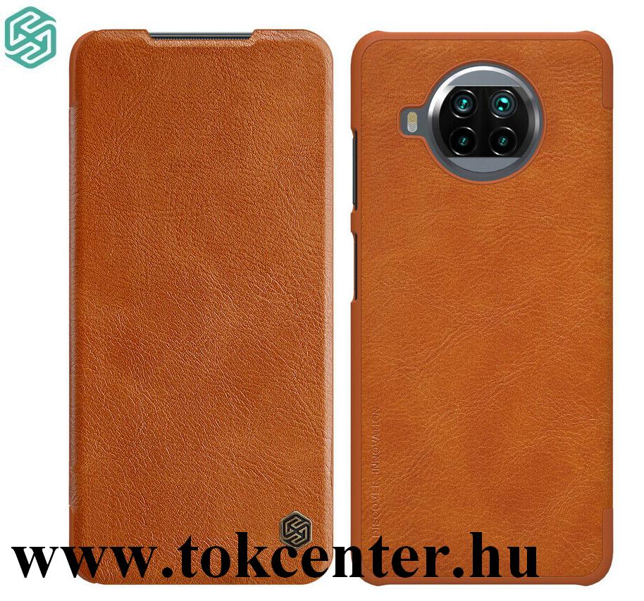 Xiaomi Mi 10T Lite 5G NILLKIN QIN tok álló, bőr hatású (aktív flip, oldalra nyíló, bankkártya tartó) BARNA