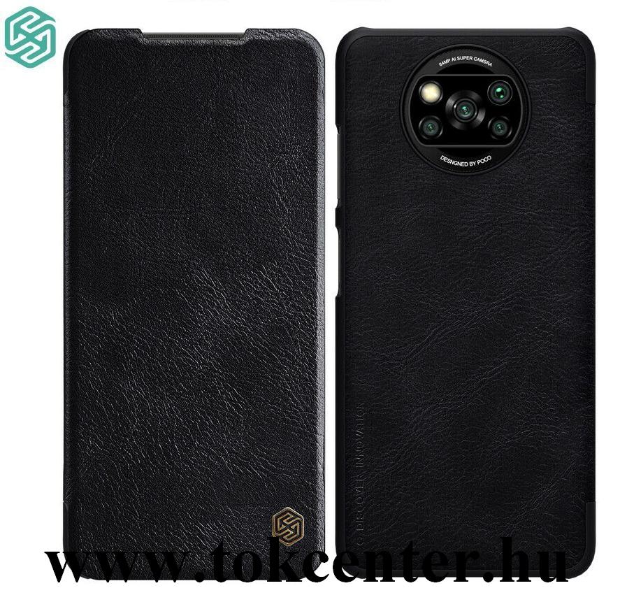 Xiaomi Poco X3 NFC NILLKIN QIN tok álló, bőr hatású (aktív flip, oldalra nyíló, bankkártya tartó) FEKETE