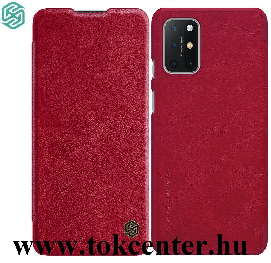 OnePlus 8T NILLKIN QIN tok álló, bőr hatású (FLIP, oldalra nyíló, bankkártya tartó) PIROS