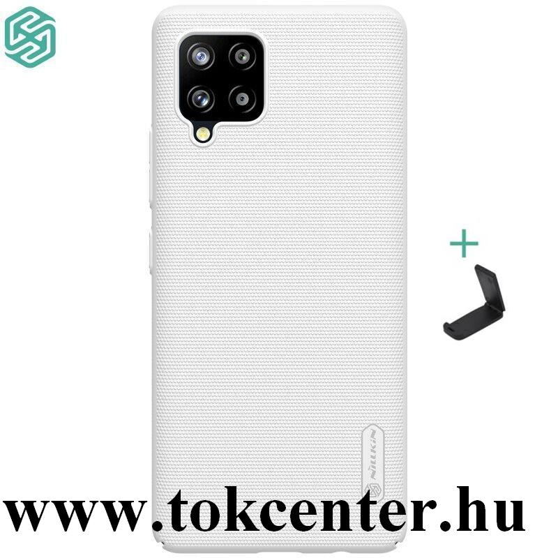 Samsung Galaxy A42 5G (SM-A425F) NILLKIN SUPER FROSTED műanyag telefonvédő (gumírozott, érdes felület + asztali tartó) FEHÉR