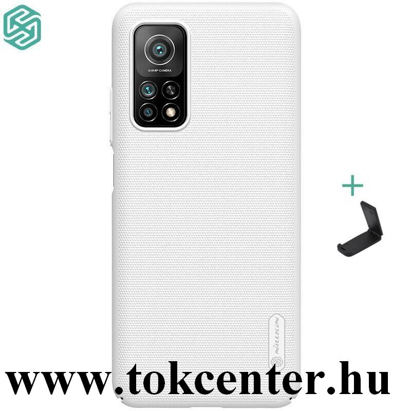 Xiaomi Mi 10T 5G / Xiaomi Mi 10T Pro 5G NILLKIN SUPER FROSTED műanyag telefonvédő (gumírozott, érdes felület + asztali tartó) FEHÉR