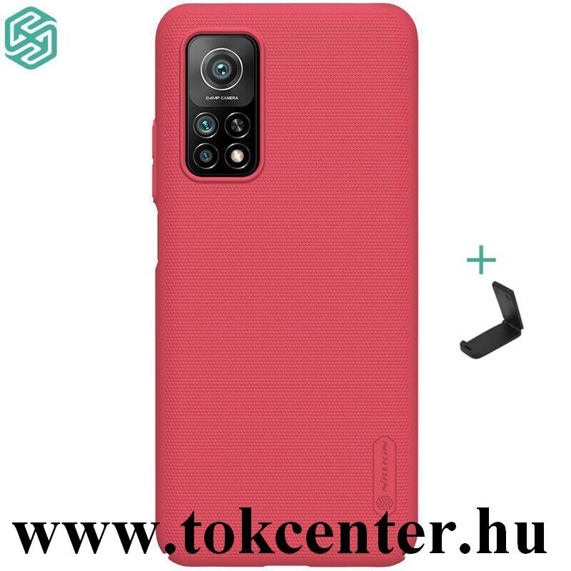 Xiaomi Mi 10T 5G / Xiaomi Mi 10T Pro 5G NILLKIN SUPER FROSTED műanyag telefonvédő (gumírozott, érdes felület + asztali tartó) PIROS