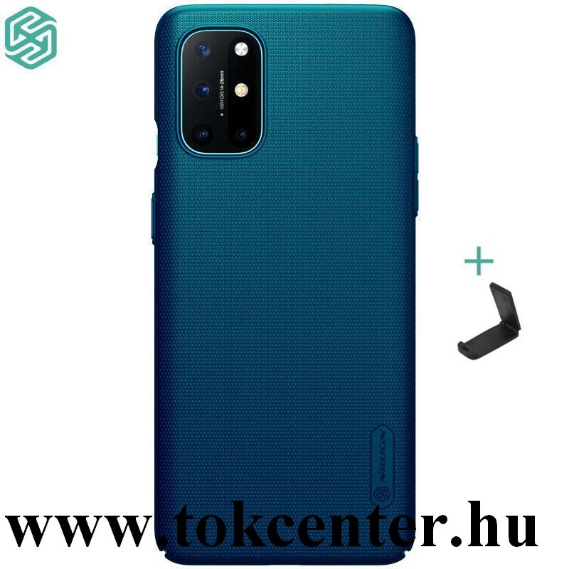 OnePlus 8T NILLKIN SUPER FROSTED műanyag telefonvédő (gumírozott, érdes felület + asztali tartó) SÖTÉTKÉK