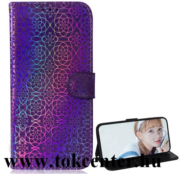 Xiaomi Mi 10T 5G / Xiaomi Mi 10T Pro 5G Tok álló, bőr hatású (FLIP, oldalra nyíló, asztali tartó funkció, virág minta) LILA