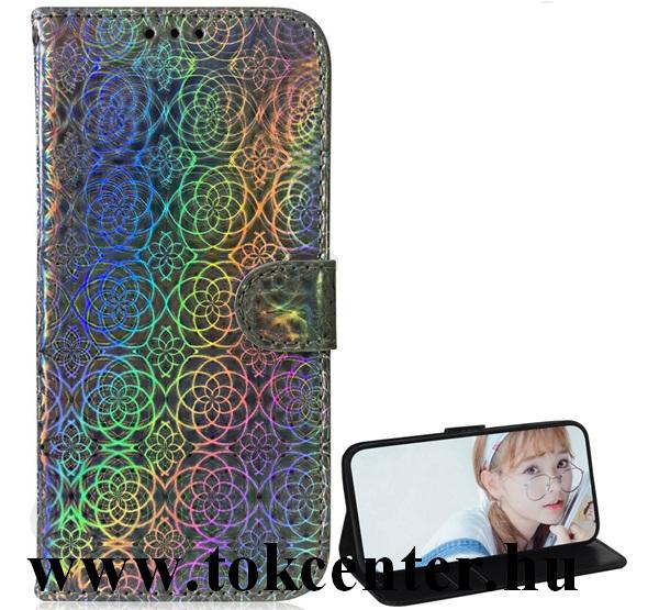 Xiaomi Mi 10T 5G / Xiaomi Mi 10T Pro 5G Tok álló, bőr hatású (FLIP, oldalra nyíló, asztali tartó funkció, virág minta) SZÜRKE