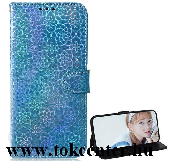 Xiaomi Mi 10T 5G / Xiaomi Mi 10T Pro 5G Tok álló, bőr hatású (FLIP, oldalra nyíló, asztali tartó funkció, virág minta) VILÁGOSKÉK
