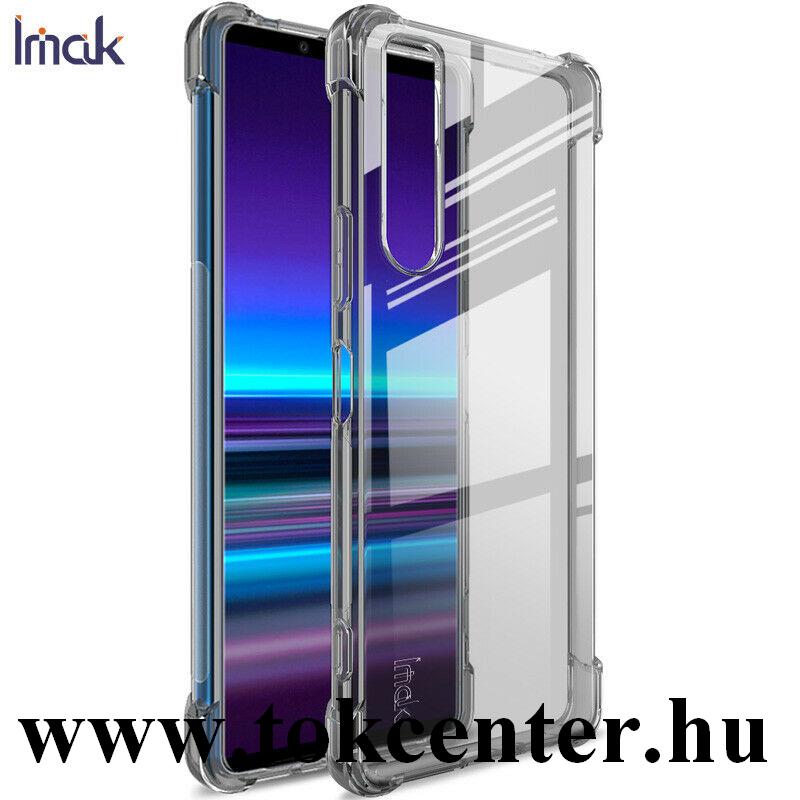 Sony Xperia 5 II (XQ-AS72) IMAK szilikon telefonvédő (közepesen ütésálló, légpárnás sarok + képernyővédő fólia) FÜSTSZÍNŰ